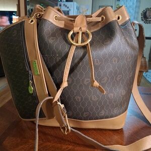 Dior Elegant Brown and Tan Designer Bucket Bag